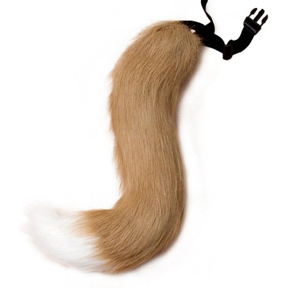 🆕 Halloween Khaki Faux Fur Cat Fox Ears Headband Wolf Tail Party Costume Adult - Picture 2 of 4